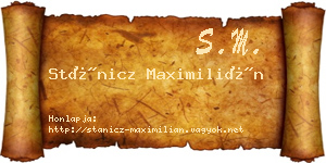 Stánicz Maximilián névjegykártya
